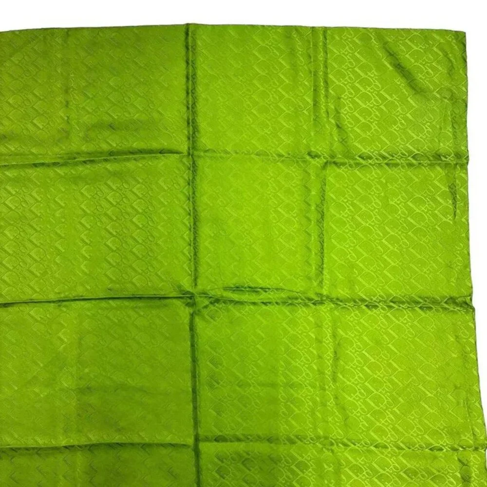 Dior Christian Scarf Silk All Over Pattern Green